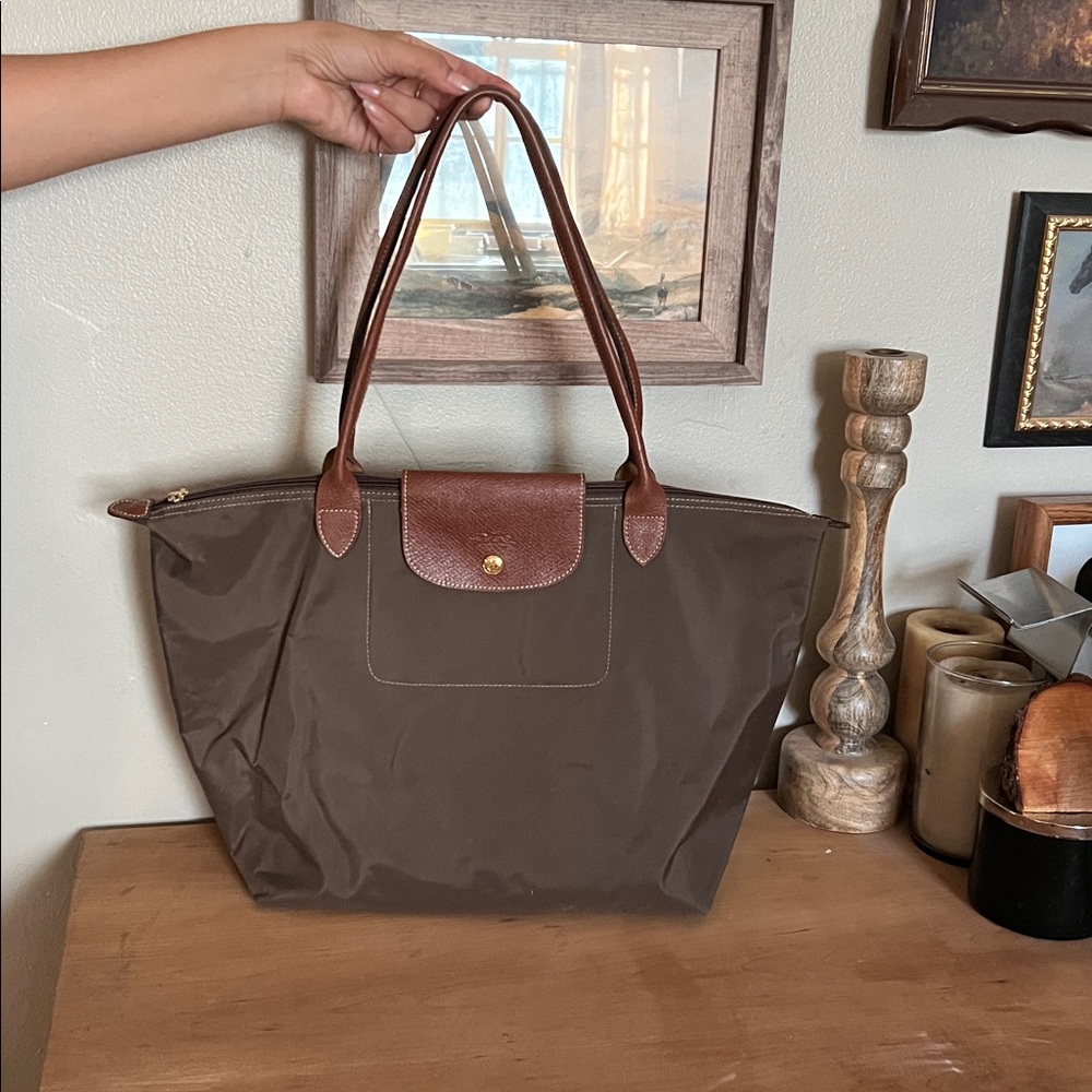 Authentic Longchamp Brown Le Pliage Shoulder Large bag